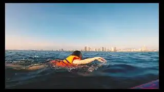 She is swimming