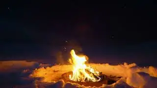 Cozy Campfire on Snowy Night ❄️ Fireplace Crackling for Relaxation