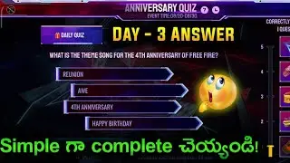 4th Anniversary Quiz Day 3 Answer | Free Fire Anniversary Quiz Answers