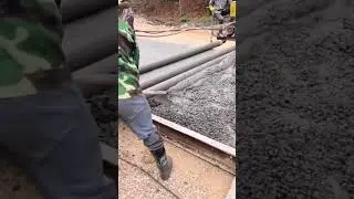 This is how they making concrete pavement in rural