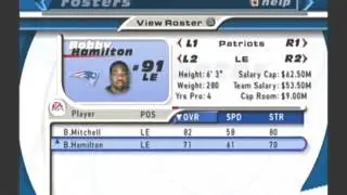 2000-01 - Retro NFL Rosters New England Patriots Team Roster Madden NFL 2001