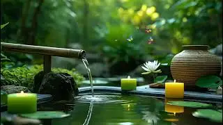 Peaceful Bamboo Water Fountain Sounds with Gentle Piano Music for Sleep, Meditation & Stress Relief
