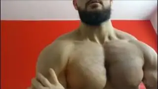 Beast Muscle Show Big Chest Being Worshipped by a fan 👿😈