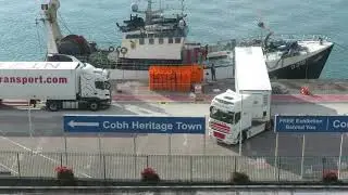 Aegir landing its catch in Cobh on 24/09/21. Trucks,  when loaded,  bound for mainland Europe.