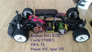 Serpent S411, 50MPH, speed run