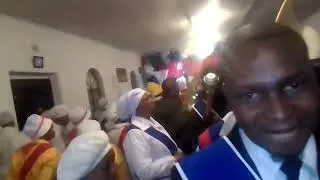 Simunye. Brass band and wrong turn entrance