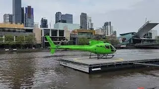 Helicopter taking off in Melbourne City Centre