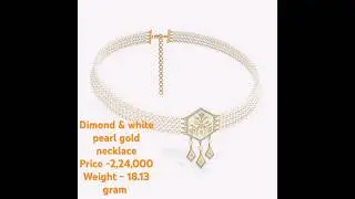 #dimond & white pearls gold necklace design #dimond #necklace#gold#jewellery #shortvideo#shortsviral