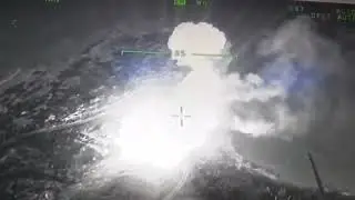 Russian helicopter destroyed with landing troops near the Zmiinyi (Snake) Island by Ukrainian Drone.