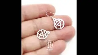 Sterling #Silver 925 Dangle #Earrings with #Chinese character #安，#Safe, EG.00626.0 #jewelry #hopea