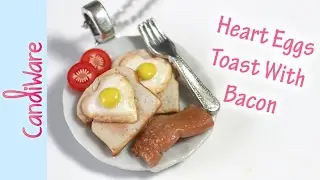 Tutorial: DIY Heart Eggs Toast With Bacon - FIMO, Polymer Clay 🍳