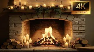 3 Hours Cozy Fireplace 4K 🔥 Realistic Fire,Candlelight & Relaxing Christmas Ambience #cozyfireplace