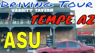 Driving Tour of Tempe AZ and Arizona State University Area.  Mill Ave and the ASU Football Stadium
