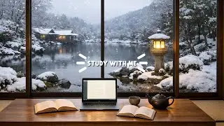 Silent Hours 4K | Study With Me 5 Hours ☕ Snowy Lake View, Cozy Winter Focus Ambience