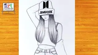رسم بنات | رسم سهل | how to draw cute girl / Jungkook BTS #رسم