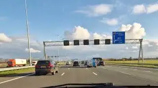 Amsterdam - s-Hertogenbosch on Dutch highway during heavy traffic. Hyperlapse.