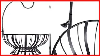 DII Metal Kitchen Storage Collection Farmhouse Stand Fruit Basket with Banana Hook, Vintage Black