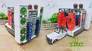 Mini Dj Truck Setup Loading at-home by Cardboard Making Dj truck and light | Mini Dj Setup | dj wala