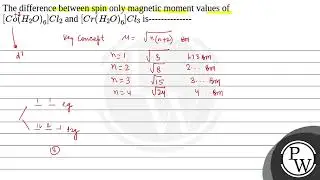 The difference between spin only magnetic moment values of \(\left[ Co \left( H _2 O \right)_6\r....