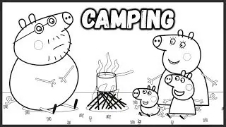 Peppa Pig Daddy Pig Camping Coloring Book Pages Videos For Kids with Colored Markers