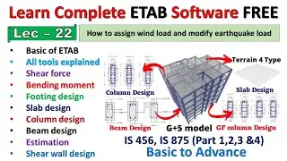 ETABS Free Course | How to assign wind load and earthquake load | Lec 22 #etabs #civilengineering
