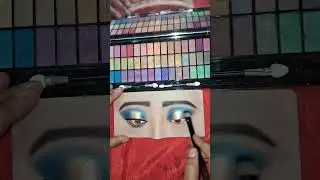sky blue👗  and golden dress  eye makeup #eyemakeup #shortvideo #youtubeshort