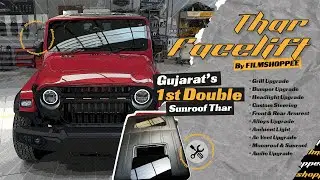 New Thar 2023 Modification😍 || Gujarat's 1st Double Sunroof🔥 || Exterior & interior full Modified