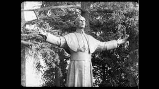 Pope Paul VI blesses statue of Pope Pius XII near Basilica of St Lawrence Outside the Walls (1967)