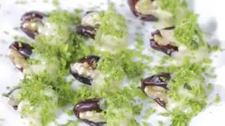 White chocolate stuffed dates