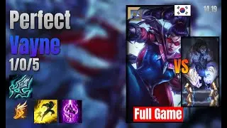 Perfect Top Vayne vs Sylas lol KR solo rank Full Game 14.19