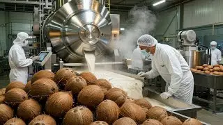 Industrial Process Turning Fresh Coconuts into Rich Coconut Milk (Entire Production