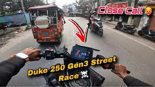 CLOSE CALL on KTM Duke 250 Gen 3! 🥵 Street Racing in Traffic! ☠️