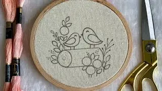 Very Easy Hand Embroidery Design For Beginners❤️Two Birds In A Forest Embroidery By Gossamer | DIY