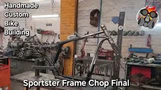 Harley Sportster Frame Chop Gooseneck Headstock Neck Handmade Custom Bike Building #chopper #bike