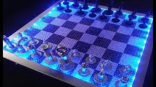 RGB LED LIGHT Chess Board-Epoxy Resin & Wood, Nuts & Bolts Chess -DIY