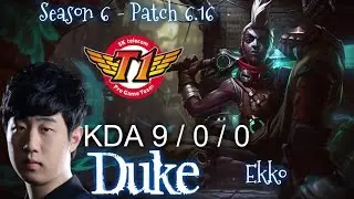 SKT T1 Duke EKKO vs SHEN Top - Patch 6.16 KR Ranked | League of Legends
