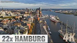 22x Hamburg, Germany: St. Pauli, Innenstadt, Hafen, Landungsbrücken, Heiligengeistfeld - 4K - XL001