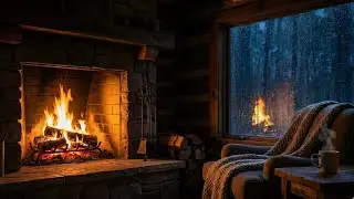 Cozy Fireplace & Rain Sounds 🌧️🔥 | 1 Hour Winter Sleep Ambience