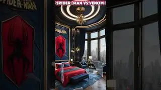Spider-Man vs. Venom 😎👍😎 Luxury Room Tour Ultimate Marvel Fan Experience #shorts