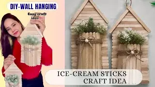 Diy-Wall hanging | wall decor from ice-cream sticks craft #youtubevideo #tutorial #wallhanging #diy 