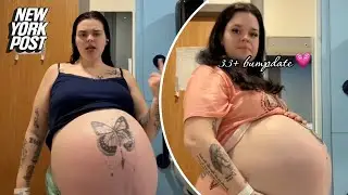 22-year-old woman&rsquo;s huge pregnant belly looks like she&rsquo;s carrying multiple babies