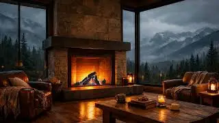 8 Hour Rain & Fireplace Ambience | Cozy Cabin for Sleep, Study & Relax