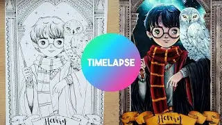 Harry Potter Coloring Page by Fabiana Attanasio TIMELAPSE