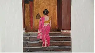 Beautiful Woman and Wada | Acrylic Painting | Step by Step