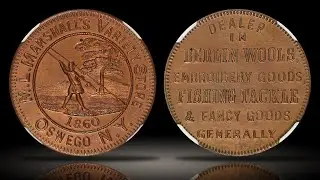 1860 M.L. Marshall Oswego Token NY-1008 NGC MS65RB ex. McClure Collection Popular Design