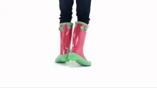 Hatley Pink Roses Youth Rain Jacket, and Rain Boots