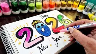 New Year Drawing with Sparkle ✨ || Learn how to create an art peace without wasting sparkle 😍❤️