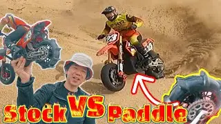 Losi Promoto-MX Upgrade. Pro-Line Paddle tire vs Stock tire !We compared tires on the beach.