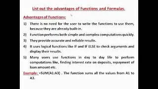 List the advantages of Functions and Formulas (AECC Notes)