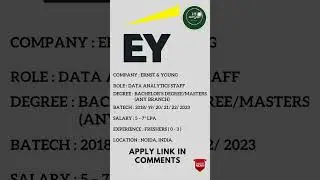EY Hiring Freshers 2023 | For Data Analytics Staff | latest job updates | daily job updates | jobs